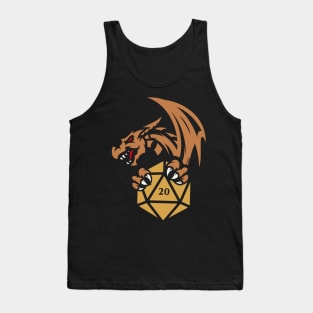 Bronze Dragon with D20 Dice Tabletop RPG Gaming Tank Top